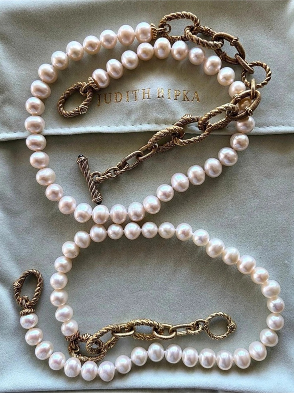 Judith Ripka Interchangeable Pearl & Chain Necklace Like New